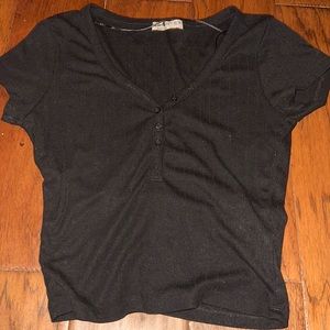Basic black button top